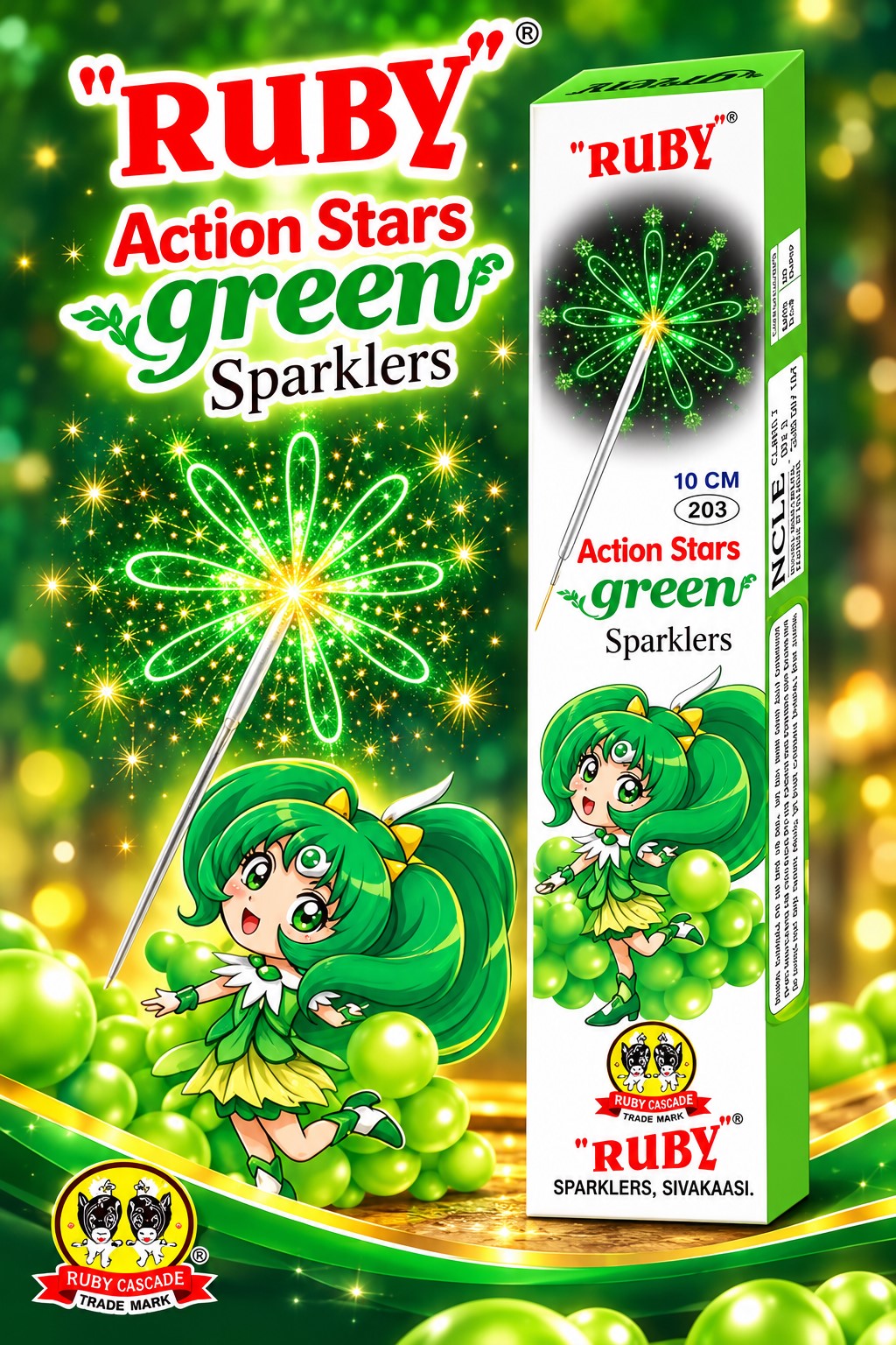 10Cm Green Sparklers
